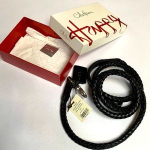 Cole Haan braided leather dog leash. new with tags.
